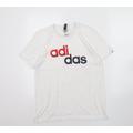 adidas Mens White Cotton T-Shirt Size S Round Neck