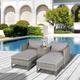 Alfresco 2 Seater Patio Rattan Sofa Set Chaise Lounge Double Sofa Bed with Coffee Table, Grey