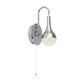 Teardrop Led Wall Light With Pull Switch, Crushed Ice Effect Shade, Chrome