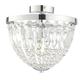 Iona Decorative Bathroom Flush Ceiling Light with Crystal Faceted Droplets, IP44