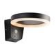 Ebro Modern Solar Powered Round Ring LED Wall Lamp Textured Black, PIR Motion & Day Night Sensors, Warm White, IP44