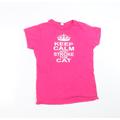 Gildan Womens Pink Basic T-Shirt Size XL - keep calm