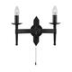 Cartwheel 2 Light Indoor Candle Wall Light Black, E27