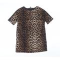 Star by Julien MacDonald Womens Black Animal Print Polyester T-Shirt Dress Size 14 Round Neck