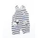 George Baby Grey Striped Cotton Dungaree One-Piece Size 3-6 Months - Winnie The Pooh
