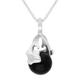 Sterling Silver Whitby Jet Zodiac Pisces 8mm Bead Pendant - Silver