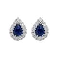 18ct White Gold 0.54ct Sapphire Diamond Pear Cut Stud Earrings - Default Title / White Gold