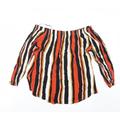 Select Womens Orange Striped Viscose Basic Blouse Size 14 Off the Shoulder