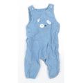 NEXT Baby Blue Cotton Dungaree One-Piece Size 6-9 Months Button - Puppy Pocket