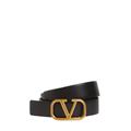 30mm Leather Belt W/ V Logo Buckle