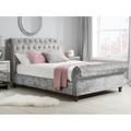 Castello - King Size - High Foot-End Scroll Sleigh Bed - Grey - Fabric - 5ft - Happy Beds