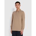 Farah Haslam Slim Fit Long Sleeve Organic Cotton Polo Shirt In Beige