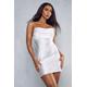 Womens Satin Diamante Strap Drape Neck Slip Dress - ivory - 10, Ivory