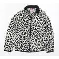 GQC Girls Grey Animal Print Fleece Jacket Size 8 Years