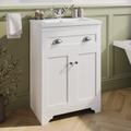 600mm White Freestanding Vanity Unit with Basin - Baxenden