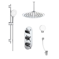 Chrome Concealed Shower Mixer with Triple Control & Square Ceiling Mounted Head Handset and Bath Filler - Flow