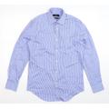 Jeff Banks Mens Blue Striped Dress Shirt Size 15