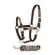 Bitz Soft Handle Two Tone Headcollar and Lead Rope Set Brown/Cream - Full