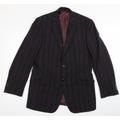 Brook Taverner Mens Blue Striped Polyester Jacket Blazer Size 42