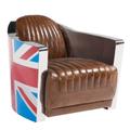 Union Jack Aviator Retro Distressed Leather Tub Chair | Armchair