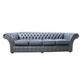 Chesterfield Balmoral 4 Seater Sofa Settee Steel Grey Leather Sofa