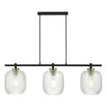 Dar Lighting Tehya 3 Light Ceiling Bar Pendant Light In Matt Black Finish With Textured Glass TEH0354