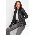 Lts Tall Black Collarless Faux Leather Jacket 14 Lts | Tall Women's Faux Leather Jackets