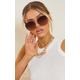 Brown Rimless Oversized Rounded Sunglasses