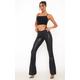 Black Faux Leather Cut Out Low Waist Flares