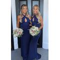 Navy Bridesmaid Corset Detail Cross Front Maxi Dress