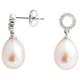 A B Davis 9ct White Gold Diamond Set Pearl Drop Earrings