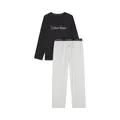 Calvin Klein Long Sleeve Flannel Logo Lounge Set, Black/Snow Heather