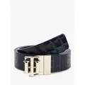 Tommy Hilfiger Reversible Leather Belt, Blue Croco/Black