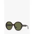 Gucci GG1081S Unisex Round Sunglasses, Tortoise/Green