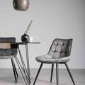 Bentley Designs Surat Pair Of Grey Velvet Fabric Chairs With Black Legs