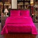 Todd Linens 4 Piece Silky Satin Breathable Duvet Cover Bedding Set - Fuchsia Pink Single