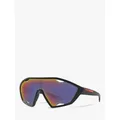 Prada PS 10US Men's Wrap Sunglasses, Black/Mirror Blue