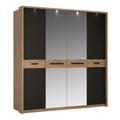 Indoor Furniture Group Monaco 4 Door Wardrobe With Mirror Doors In Oak Effect And Black