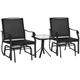 Outsunny 2 Glider Rocking Chairs and Table Set - Black