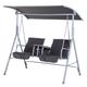 Outsunny 2 Person Covered Patio Swing With Pivot Table and Storage Console