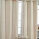 Cotton Gingham Check Beige Ready Made Eyelet Curtains, 137 x 228cm