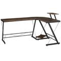 HOMCOM Industrial L Shaped Desk Round Corner Workstation