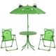 Outsunny 4Pc Foldable Patio Kids Metal Picnic Table With Frog Umbrella - Green