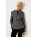 Petite Dark Grey Faux Leather Pleat Detail Zip Front Jacket
