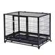 Pawhut Metal Kennel Cage With Wheels And Crate Tray For Pet Dog Medium - Black