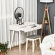 HOMCOM Contemporary Two Piece Dressing Table Set With Stool And Round Mirror White