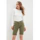 Petite Khaki Denim Knee Shorts