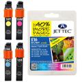 Jet Tec 101E016221 Ink Cart, Reman, T1626 4 Col Multipack