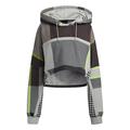 adidas Ivy Park Halls of Ivy Allover Print Cropped Hoodie Medium Grey Heather/Black/Brown