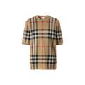 Burberry Short-sleeve Check Silk Wool Jacquard Top Archive Beige